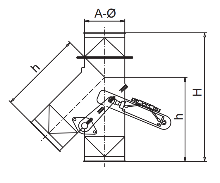 2-utas aszimmetrikus váltó (45°) pneumatikus